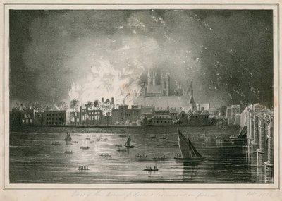 The Destruction by Fire of the Houses of Parliament on 16 October 1834 by English School