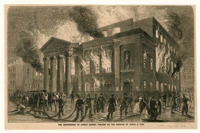 The destruction of Covent Garden Theatre, London, on the morning of 5 March 1856 by English School