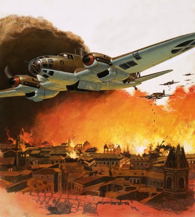 The Destruction of Guernica During the Spanish Civil War by English School