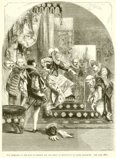 The Dismission of the Earl of Murray and the Abbot of Kilwinning by Queen Elizabeth by English School