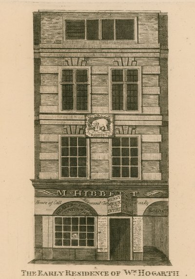 The early residence of William Hogarth, Fenchurch Street, London by English School