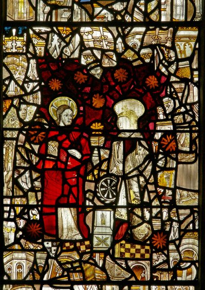 The east window depicting St Catherine with Christ by English School