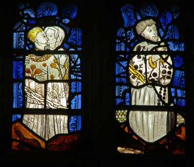 The east window depicting the Seven Deadly Sins: Lust and Sloth by English School