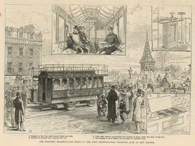 The Electric Tramway-Car Tried on the West Metropolitan Tramway Line at Kew Bridge by English School