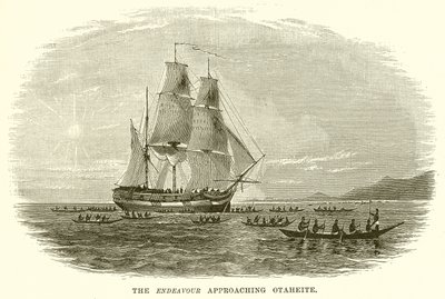 The Endeavour Approaching Otaheite by English School