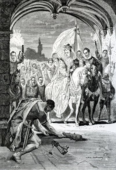 The entrance of Queen Elizabeth at Kenilworth Castle by English School