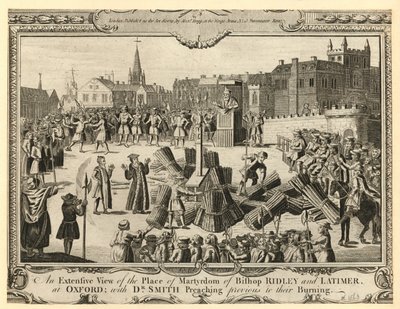 The Extensive View of the Place of Martyrdom of Bishop Ridley and Latimer by English School