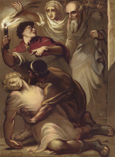 The Fall of Eutychus from the Window by English School