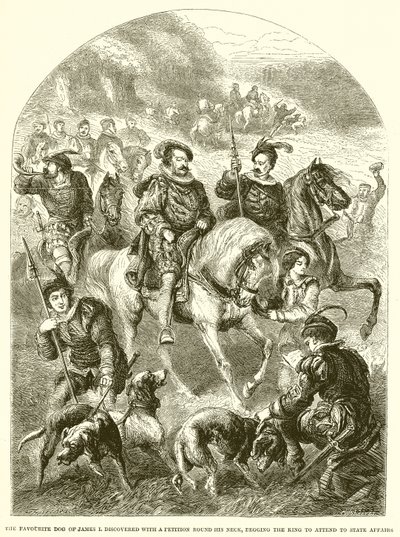 The Favourite Dog of James I Discovered with a Petition Round His Neck, Begging the King to Attend to State Affairs by English School