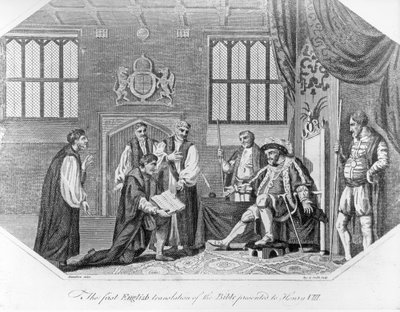 The First English Translation of the Bible Presented to Henry VIII, 1824 by English School