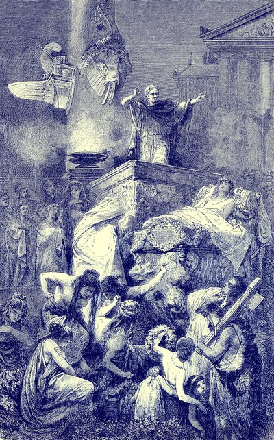 The Funeral Oration Over a Roman Hero (illustration from The Illustrated History of the World, published c.1880) by English School