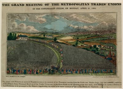 The Grand Meeting of the Metropolitan Trades Unions in the Copenhagen Fields, 21 April 1834 by English School