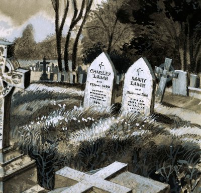 The gravestones of Charles and Mary Lamb by English School