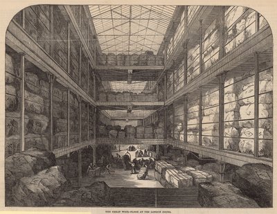 The Great Wool-Floor at the London Docks by English School