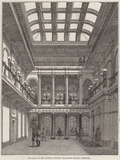 The Hall of the Central Electric Telegraph Station, Lothbury by English School