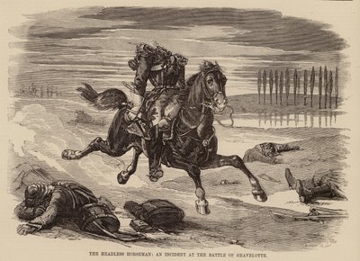 The Headless Horseman, an Incident at the Battle of Gravelotte (engraving) by English School