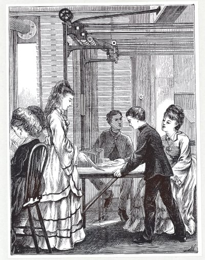 The instruments for carrying messages at the Post Office Telegraph Headquarters, Telegraph Street, London, from The Graphic, 1871 by English School