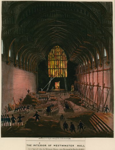 The Interior of Westminster Hall as It Appeared When the Parliament Houses Were Destroyed by Fire by English School