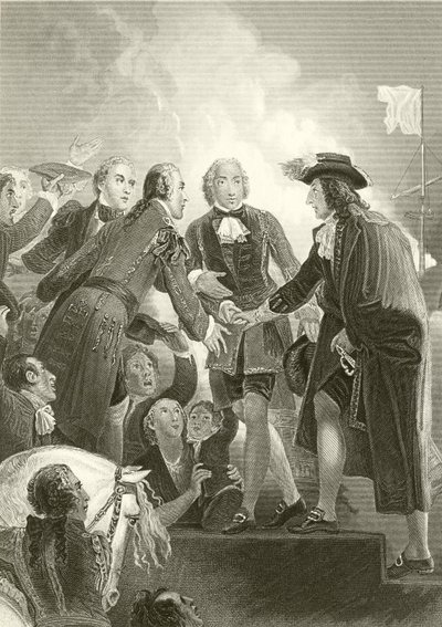 The Landing of William III at Torbay by English School