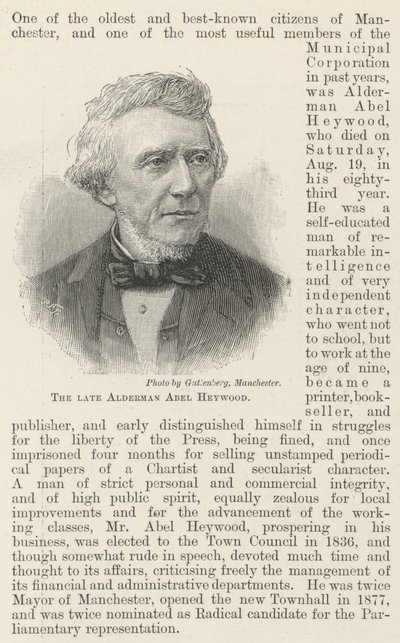 The Late Alderman Abel Heywood by English School
