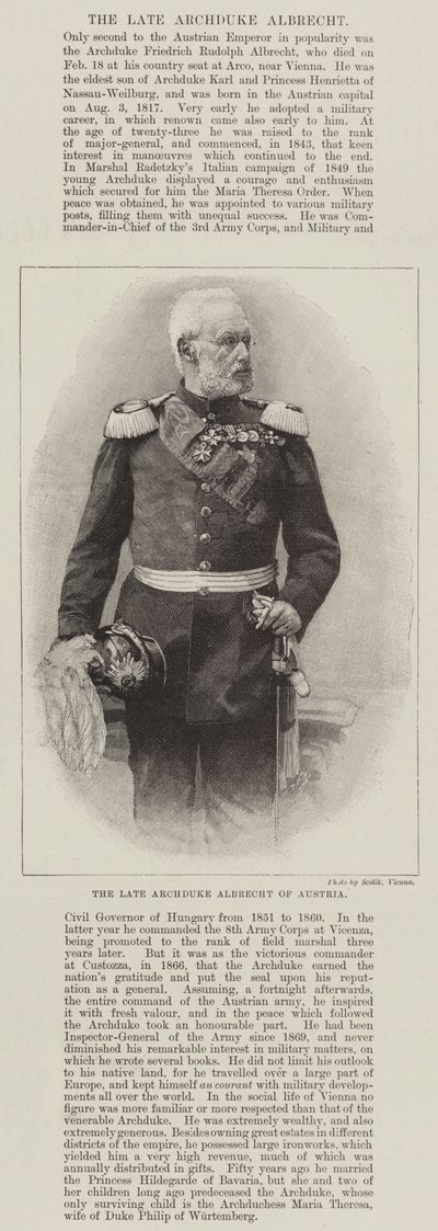 The late Archduke Albrecht of Austria by English School