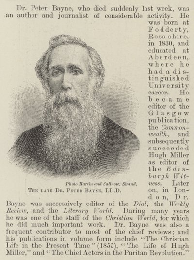 The Late Dr Peter Bayne, LLD by English School