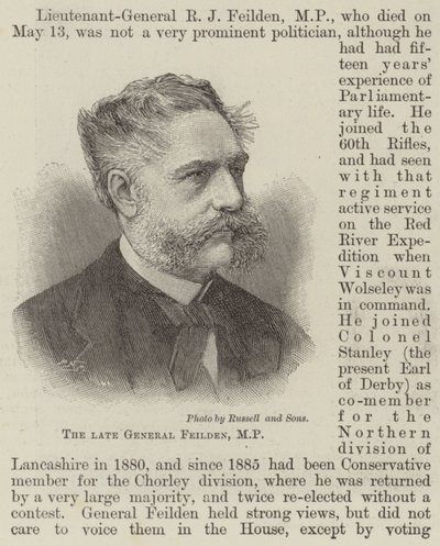 The late General Feilden, MP by English School