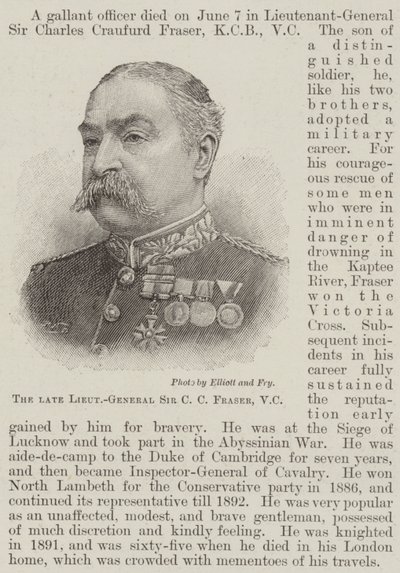 The late Lieutenant-General Sir C C Fraser, VC by English School
