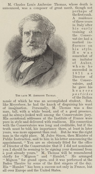 The Late M Ambroise Thomas by English School