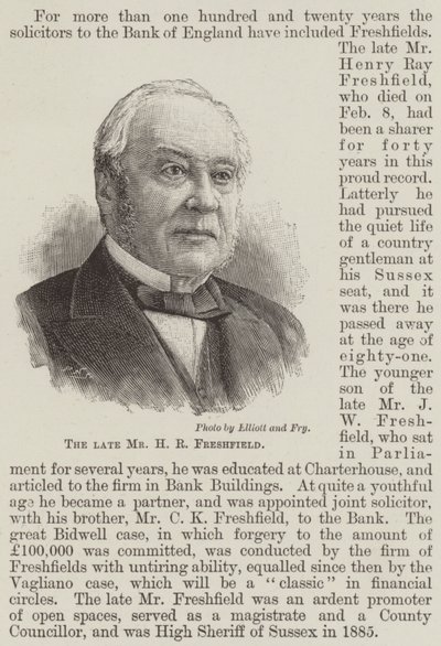 The late Mr H R Freshfield by English School
