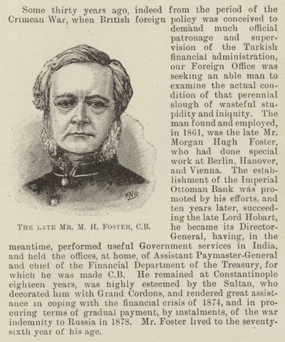 The late Mr M H Foster, CB by English School