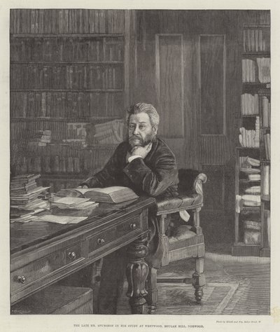 The late Mr Spurgeon in his Study at Westwood, Beulah Hill, Norwood by English School