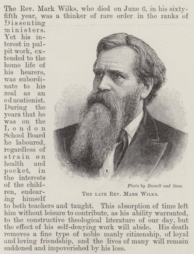 The Late Reverend Mark Wilks by English School