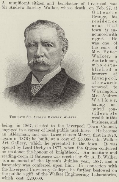 The Late Sir Andrew Barclay Walker by English School