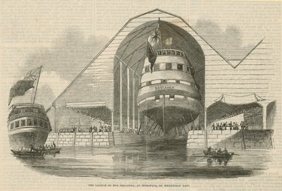 The Launch of the Boscawen at Woolwich by English School