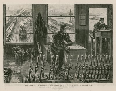 The life of a railway signalman on duty in a London signal-box by English School