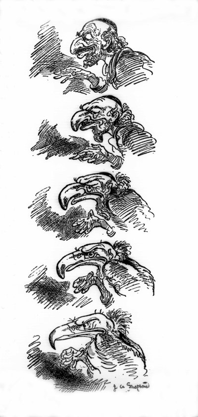 The metamorphosis of a Jew into a vulture. Antisemitic vignette published on 12/09/1935 in 