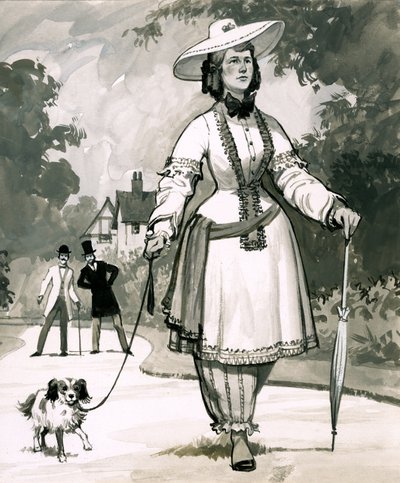 The Mid-Victorian Fashion for Ladies Wearing Bloomers was Invented by a Mrs. Bloomer by English School