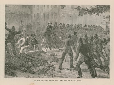 The Mob Pulling Down the Railings in Hyde Park by English School