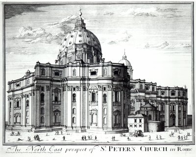 The north east prospect of St. Peters Church, Rome, engraved by H. Hulfbergh by English School