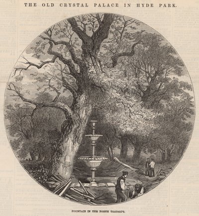 The Old Crystal Palace in Hyde Park: Fountain in the North Transept by English School