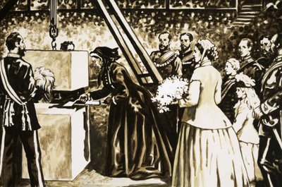 The Opening of the Albert Hall by the Aging Queen Victoria in 1871 by English School