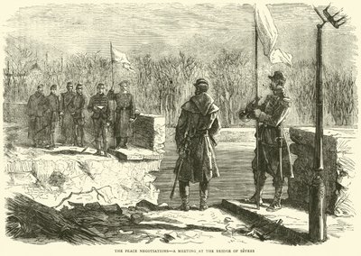 The Peace Negotiations, a Meeting at the Bridge of Sevres, October 1870 by English School