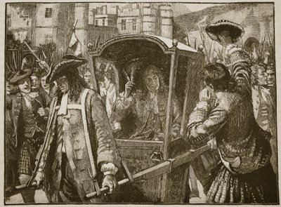 The people of Edinburgh escorting the Duke of Hamilton to Holyrood Palace, illustration from Cassell
