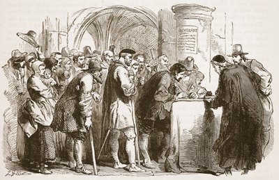 The People Signing the Covenant in St. Giles Church, Edinburgh, Illustration from Cassell