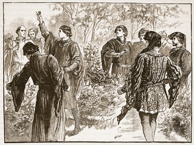 The quarrel in the Temple Gardens (Illustration from Cassell