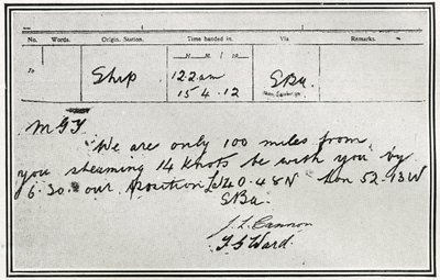 The Reply from the Russian Steamer, Birma, to Titanic