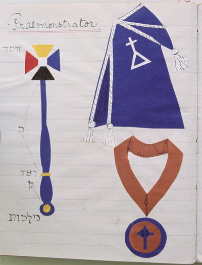 The robe (with the symbol of the Order) and regalia of the Instructor (Praemonstrator) of the Hermetic Order of the Golden Dawn, c.1895 by English School