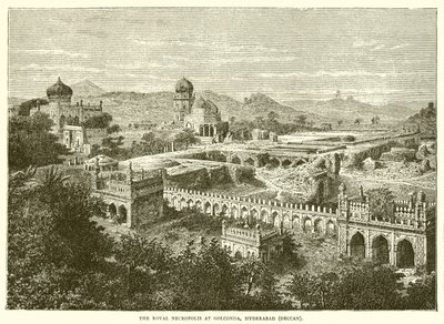 The Royal Necropolis at Golconda, Hyderabad by English School