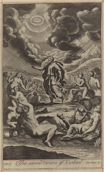The second Vision of Ezekiel (engraving) by English School